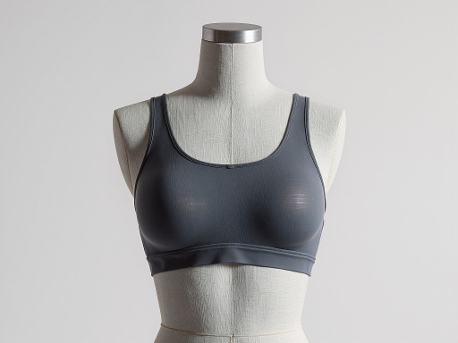 Sports bra in vibrant color with moisture-wicking fabric, displayed on athletic surface